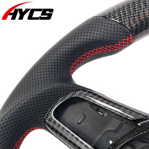 Volante de fibra de carbono de cuero deportivo personalizado para <span class=keywords><strong>Audi</strong></span> TT TTS TTRS R8 V8 <span class=keywords><strong>V10</strong></span> accesorio de coche elegante de Color rojo - Product Image 3
