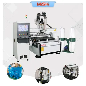 Mishi 1325 roteador cnc máquina de escultura em madeira torno cnc trabalho roteador cnc com trocador automático de ferramentas para móveis ao ar livre