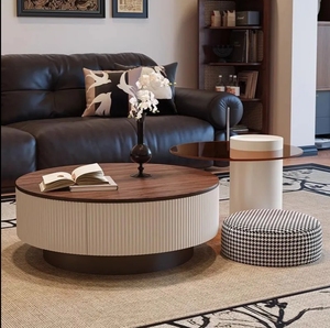 Modern Luxury Living Room Coffee Table <strong>Medieval</strong> Style Wooden and Glass Adjustable Simple Home <strong>Furniture</strong> with Panel Wood Style - Product Image 3