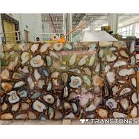 Tuiles de sol décoratives en pierres précieuses naturelles, feuille d'agate noire translucide, panneau mural rétroéclairé, décoration de luxe pour la maison