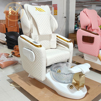 Kursi Pedikur Elektrik Mewah Perlengkapan Salon Kuku Kursi Spa Kaki Whirlpool yang Dapat Direbahkan Stasiun Pedikur