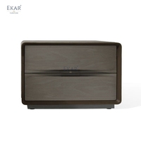 EKAR Sera Table console moderne et luxueuse en bois massif, table de chevet avec accents en cuir pour chambre à coucher