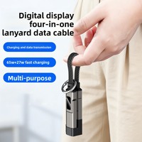 Câble porte-clés numérique quatre-en-un en alliage de zinc avec connecteurs Type-C compatibles pour Mate 80, iPhone 17, 18