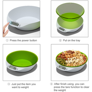 새로운 제품 LCD 디스플레이 ABS 플라스틱 디지털 가정용 식품 주방 저울 트레이 포함 - Product Image 3