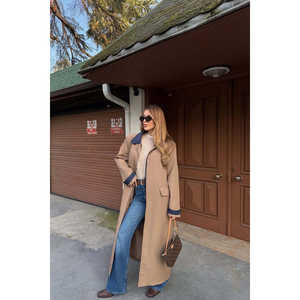 Abrigo Largo Vintage Marrón Aldabella para Mujer, de Piel Genuina con Forro de Algodón, Cierre con Cinturón y Botones, para Otoño e Invierno - Product Image 3