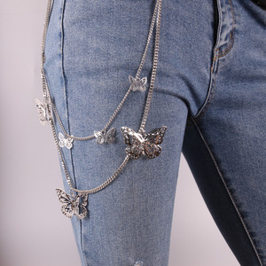 Butterfly Body <b>Chain</b> Silver Zinc Alloy Women's Daily Wear Hip Hop <b>Waist</b> <b>Chain</b> Geometric Design Cross Border Jewelry - Product Image 3
