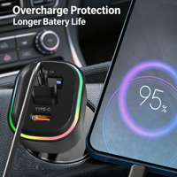 KC-12 Pengisi Daya Mobil Ekspansi Depan/Belakang Multi Port USB Tipe-C/7 Lampu Ambient RGB Warna-warni Pengisian Daya QC/Adaptor Daya Pengisian Daya PD