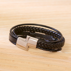 Nueva Llegada: Pulseras de Cuero <span class=keywords><strong>para</strong></span> Hombre con Diseño de Guitarra Musical, Hebilla Magnética de Acero Inoxidable, Pulsera de Cuero Trenzado <span class=keywords><strong>para</strong></span> Hombre, Joyería - Product Image 5