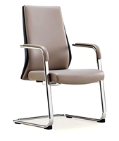 Chaise de bureau exécutive moderne en cuir véritable à dossier moyen, avec structure en aluminium, conçue pour offrir un confort optimal LS P-5156-C pour les bureaux