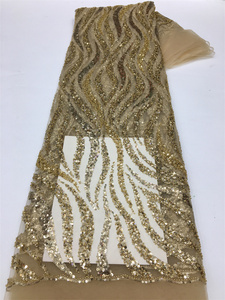 2022 Chất Lượng Cao Thụy Sĩ Voile Hàng Hóa Đã Sẵn Sàng Sang Trọng Đính Cườm Ren Chất Liệu Sequins 100% Polyester Nặng Đính Cườm Vải Cho Ăn Mặc - Product Image 3