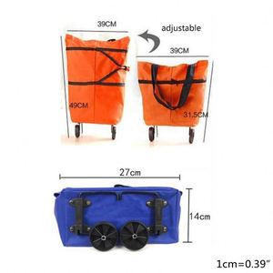 Sac de courses pliable avec poignée pour supermarché, chariot de courses portable pliable avec roues - Product Image 2