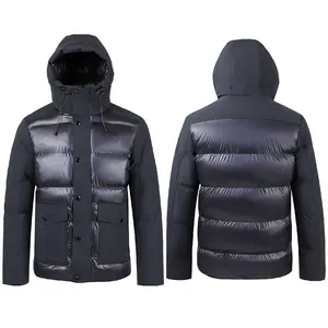 Men's Quilted Winter Coat Contrast Color Thicken Puffer Jacket Fashion StreetwearWarm Padded Outwear with Removable Hood For Men