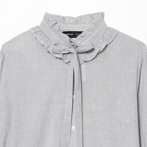 <span class=keywords><strong>Camisa</strong></span> BR & ZA Otoño 2026, Estilo Casual Europeo-Americano, con Volantes, Corte Holgado, Cuello Semi-Alto, Manga Larga, Lavable, de Poliéster - Product Image 3