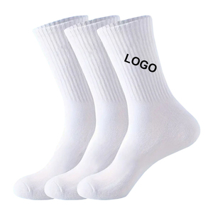 Chaussettes de sport personnalisées avec logo, blanches, longueur mi-mollet, pour hommes et femmes, course à pied, basketball, athlétisme - Product Image 2