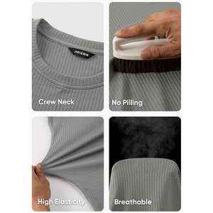 T-shirts texturés tricotés à col rond décontractés personnalisés pour hommes T-shirts à manches longues d'entraînement de gymnastique musculaire - Product Image 6