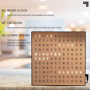 CHEETIE CP37 Square Big Wordsclock Alphabet Letter LED <span class=keywords><strong>orologio</strong></span> <span class=keywords><strong>da</strong></span> <span class=keywords><strong>parete</strong></span> con lingua personalizzata - Product Image 2