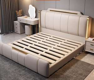 Modern Luxury Double Wedding Sofa Bed High-End Soft Back <strong>LED</strong> <strong>Light</strong> Adjustable Swivel Functions Multifunctional Upholstered - Product Image 6