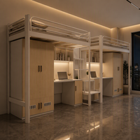 Modernes Metall-Hochbett Multifunktionales Hochbett mit Schrank und Arbeitsplatz für Kinder Teenager Apartment Schlafzimmer