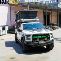 Huntoo Remorque de camping pliable 4x4 de haute qualité pour overlanding, style moderne, en aluminium, pour pick-up, avec toit relevable