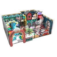 Équipement de terrain de jeu intérieur professionnel pour enfants, avec piscine à balles, toboggan tubulaire, structure d'escalade, thème de dessin animé