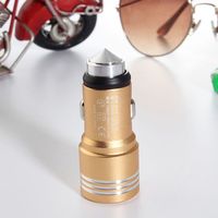Pengisi Daya USB Warna-warni, Palu Darurat Penghancur Kaca, Kerucut Baja Logam, Pengisi Daya Mobil USB Ganda 2.4A