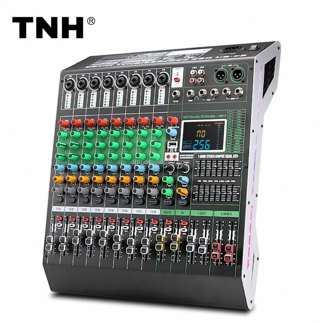 TNH MC-RX8 Built-in 256DSP Effects Portable 8 Channel Audio Mixer DJ Console for Professional Stage and Studio Equipment
