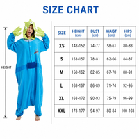 Alien Monster Kigurumi Onesie Pyjama für Damen, Blau-Grüner Plüsch Ganzkörper-Kostüm-Hoodie mit Knöpfen vorne, Haus-Schlafanzug, Geschenk