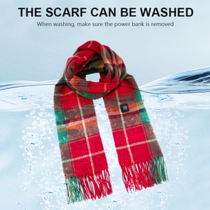 <b>Christmas</b> Red Plaid Rechargeable Washable Heating <b>Scarf</b> Shawls Women Men Winter Heated <b>Scarf</b> - Product Image 2
