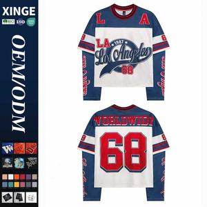 Camiseta Deportiva de Malla para Hombre, Estilo Urbano, con Estampado Gráfico Digital Personalizado, Hombros Caídos, Manga Larga Doble - Product Image 1