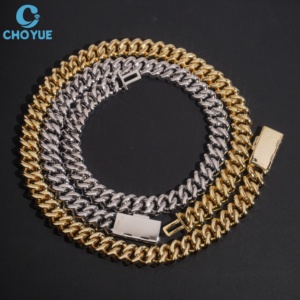Collar de Cadena Cubana de Plata de Ley 925 con Moissanita para Hombre, Chapado en Oro de 18K, Estilo Hiphop, Eslabones Completamente Pavimentados, Joyería de 16MM - Product Image 4
