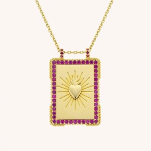 Acero inoxidable de alta calidad 18K chapado en oro sol Luna Corazón Azul mal de ojo encanto esmalte Tarot Collar para mujer joyería - Product Image 5