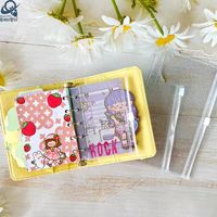 Protège-documents A6 transparent avec pochette zippée, 6 trous, en PVC, avec paillettes, pour classeur à feuilles mobiles, fermeture élastique