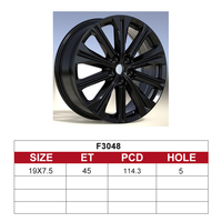 Rines de Aleación de Aluminio para Automóvil de 19X7.5 Pulgadas, 5 Orificios, 114.3 mm, ET 45, para Automóviles de Pasajeros