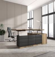 Bureau d'étude pour étudiants personnalisé noir, réglable en hauteur, avec double moteur, en métal, électrique, pour travailler assis ou debout