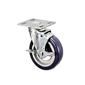 Hoge Kwaliteit Goedkope 1 "X 1" X16ga Vierkante Buis Zwart Rubber Expandering Steel 5 Inch Caster Wiel Met Zijrem