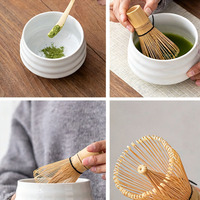 Kit de fouet à matcha en bambou personnalisé en gros avec bol en céramique, ensemble d'outils à thé, coffret cadeau matcha et accessoires
