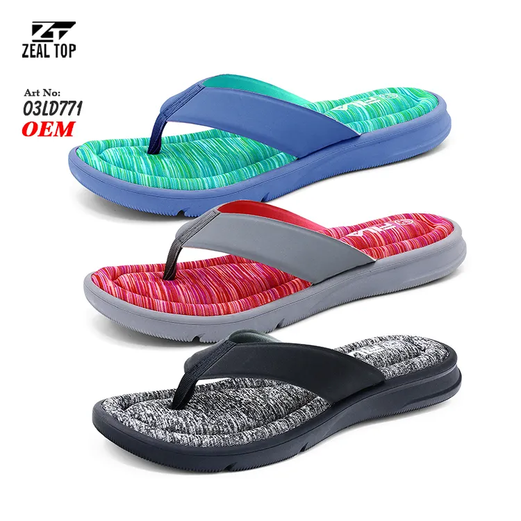 Sepatu Flip flop sepatu kasual busa memori EVA nyaman wanita kustom grosir kain musim panas desain baru Tiongkok dengan logo