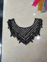 Col en dentelle de luxe avec perles et strass, broderie en fil de coton, garniture en dentelle perlée 3D