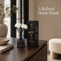 Diffuseur de parfum de luxe OEM ODM |   Diffuseur d'ambiance personnalisé 50 ml, parfum d'intérieur, bâtonnets en rotin naturel, boîte cadeau, huile sans paraben