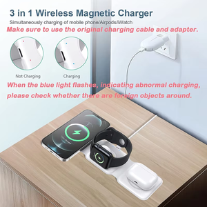 Chargeur sans fil pliable 3 en 1 pour iPhone, chargeur sans fil magnétique rapide, compatible avec les téléphones portables, chargeur sans fil rapide - Product Image 6