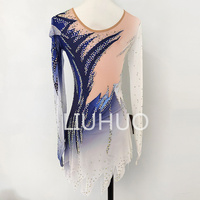 Robe de patinage artistique personnalisée LIUHUO pour filles et adolescentes, robes de patinage sur glace bleues, costumes de compétition, salle de bal, gymnastique et fitness pour femmes