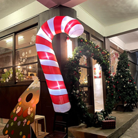 Décoration de Noël gonflable géante en forme de canne à sucre bleue avec nœud, en tissu Oxford, pour extérieur, jardin, fête, événement, exposition