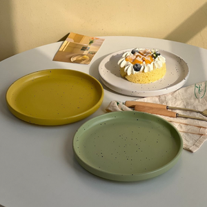 Assiettes <span class=keywords><strong>de</strong></span> service en céramique et porcelaine écologiques, style coréen mignon, jaune et vert, haut <span class=keywords><strong>de</strong></span> gamme, pour steak et <span class=keywords><strong>dessert</strong></span>, pour la maison et les restaurants - Product Image 4
