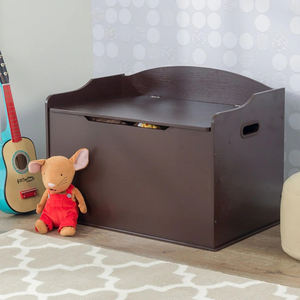 Espresso Wooden Storage Bench <b>Toy</b> Chest with Safety Hinge Lid, Large Capacity Children <b>Organizer</b> Cabinet toybox - Product Image 3