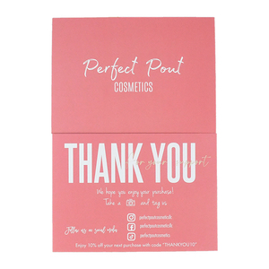 Nouvelles cartes de remerciement rose bonbon avec papier kraft assorti personnalisé pour les agences de créateurs et les studios de design - Product Image 1