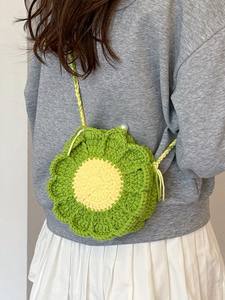 Bolso Tejido de Lana, Bolso Pequeño de Ganchillo Fresco y Ligero, Nuevo Bolso de <span class=keywords><strong>Mujer</strong></span> Artesanal con Flores 2026, Bolso de Hombro - Product Image 3