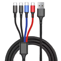 Productos más vendidos 4 en 1 USB a 2 C + M Cable de carga rápida Nylon trenzado 3A Cable rápido para carga de teléfono