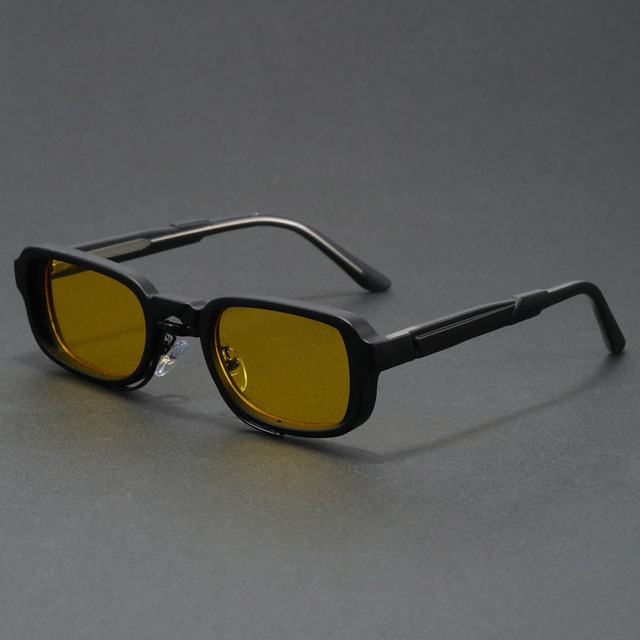 Best Selling Unisex Sunglasses Small Square Transparent Frame Yellow Lens Ciberpunk Style Comfortable Anti-Radiation Features