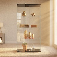 Venta Directa de Fábrica, Vitrina Moderna de Alta Calidad con Cerradura, Doble Puerta, Tres/Cuatro Niveles, Vidrio Templado, Iluminación LED