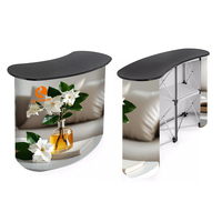 Nouvelle Arrivée Comptoir d'Exposition Portable en Tissu Tendu Courbé Ovale pour Salon Professionnel, Présentoir Pop-up Durable et Coloré